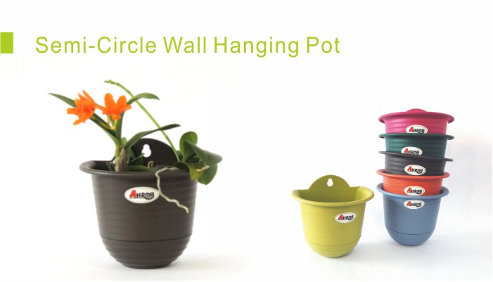 Half Moon Wall Planter Gardening Indoor Wall Mounted Plastic Planter Semi Circle Plastic Vertical Pot  Half-Moon Wall Mounted Flower Planter Vase Wall Hanging Flowers Pot Wall Vase made in Taiwan Aiermei indoor garden