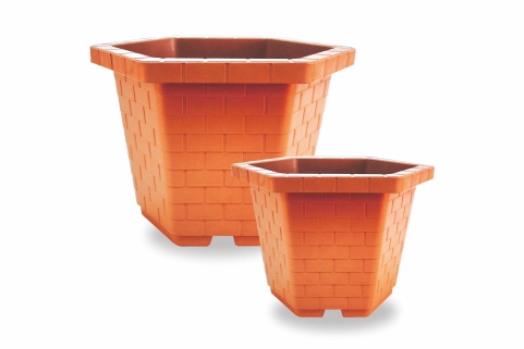 ANG-123 Hexagonal Pot in Brick Pattern